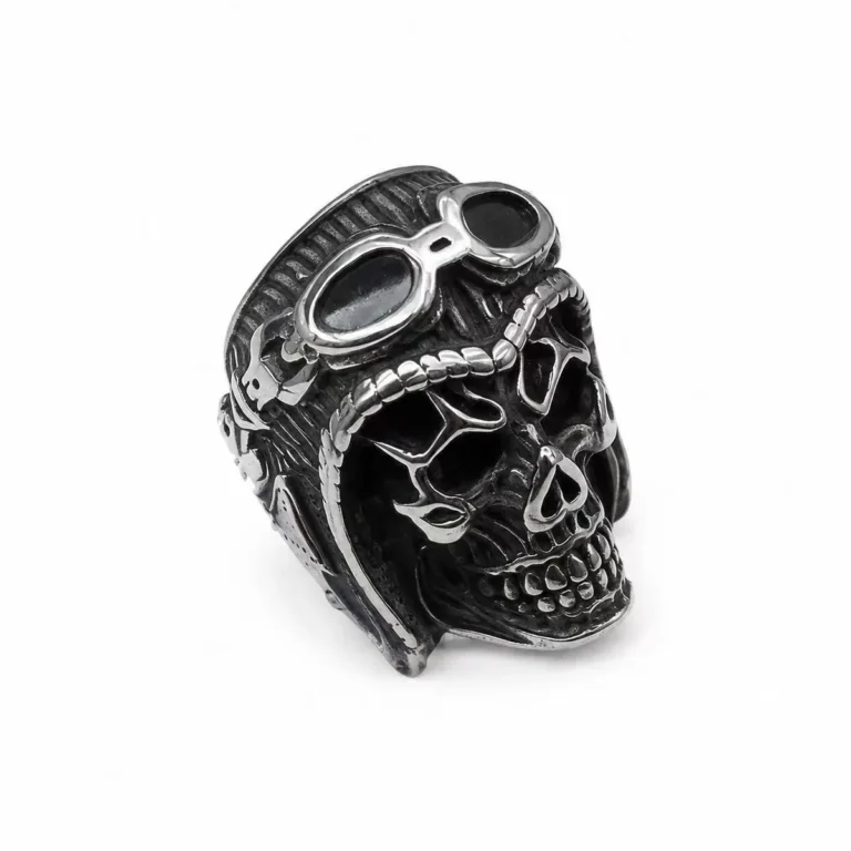 motorcycle skull biker stainless steel ring wholesale main white background product image
