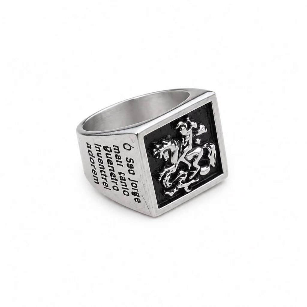 saint george dragon stainless steel ring wholesale main white background product image