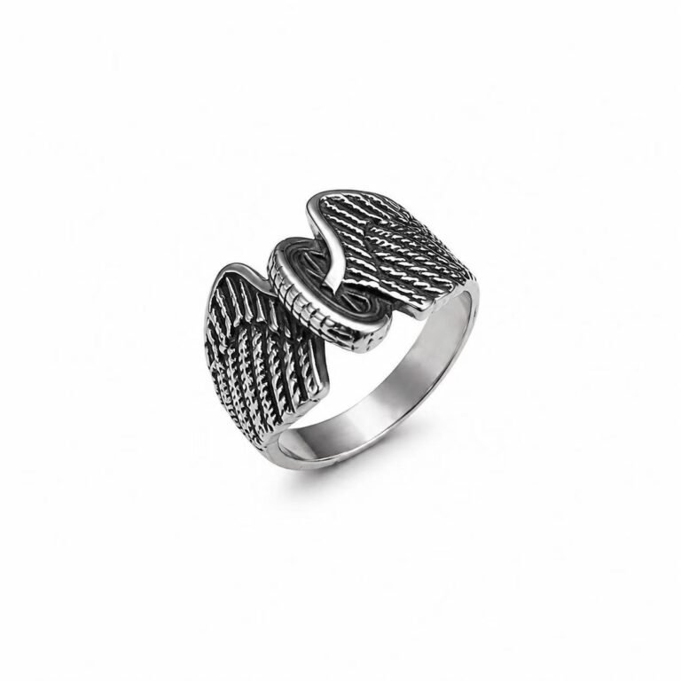 winged wheel stainless steel ring wholesale main white background product image