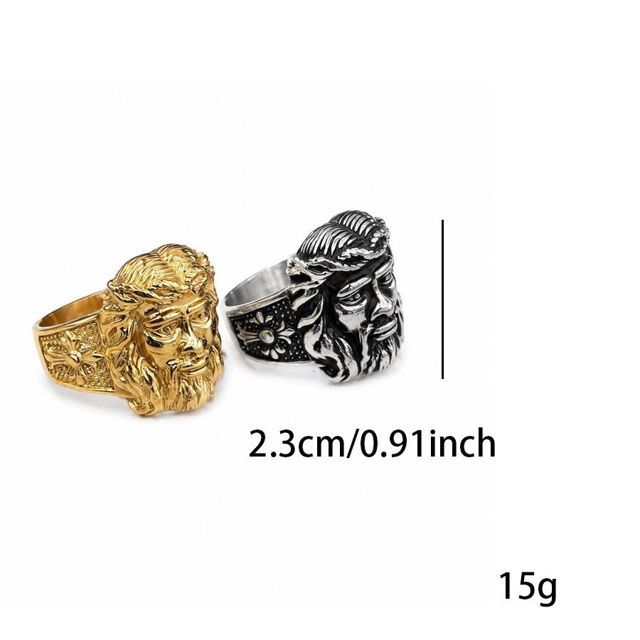 jesus portrait cross stainless steel ring wholesale finish option product image