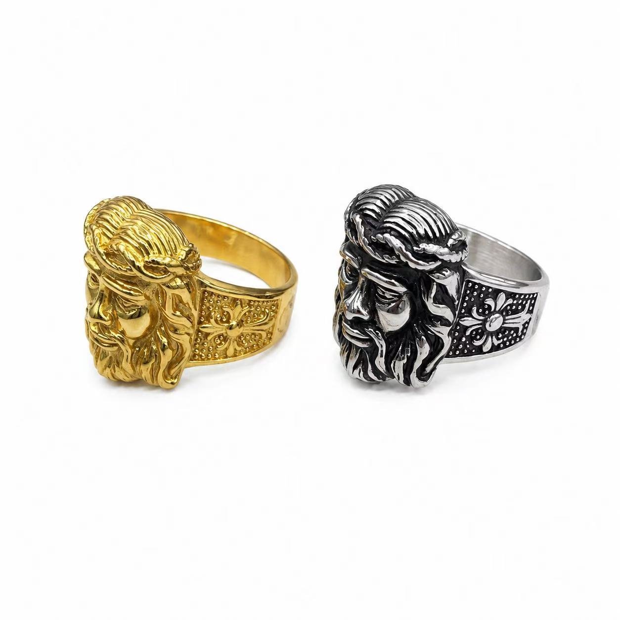 jesus portrait cross stainless steel ring wholesale lifestyle product view
