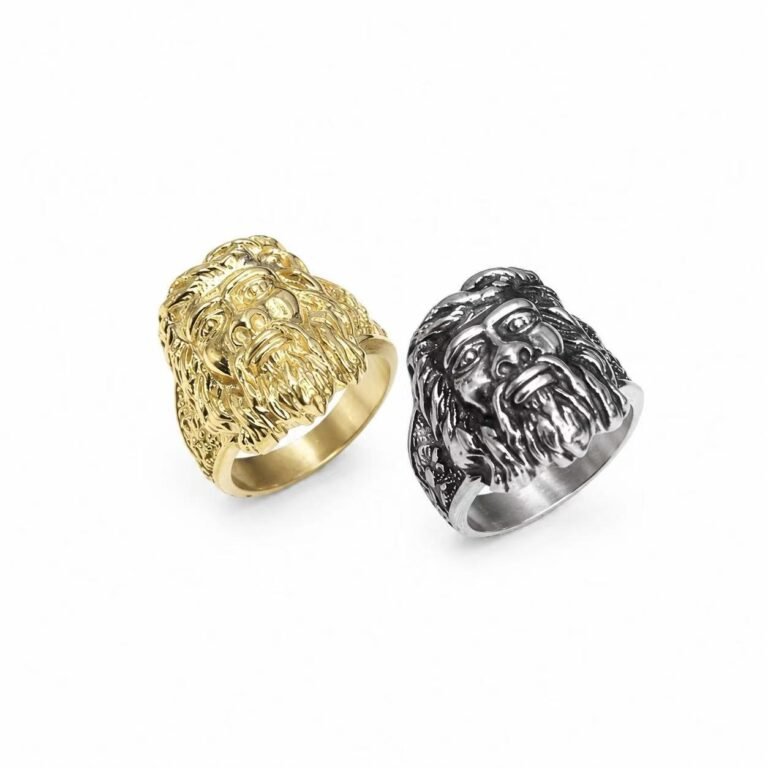 jesus portrait cross stainless steel ring wholesale main white background product image