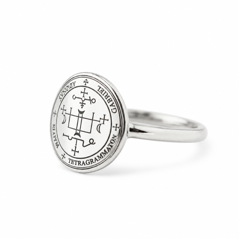 Archangel Gabriel Tetragrammaton stainless steel signet ring wholesale main white background image