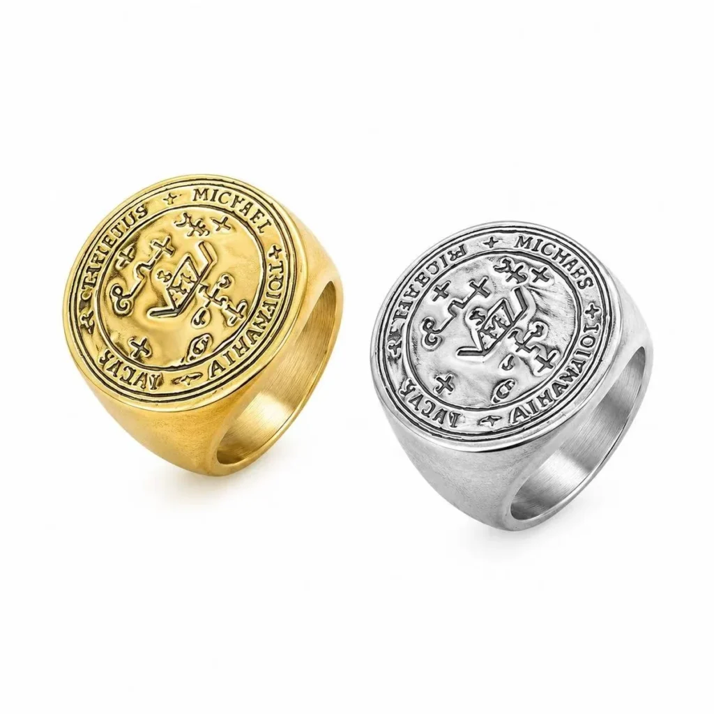 archangel michael sigil stainless steel ring wholesale main white background