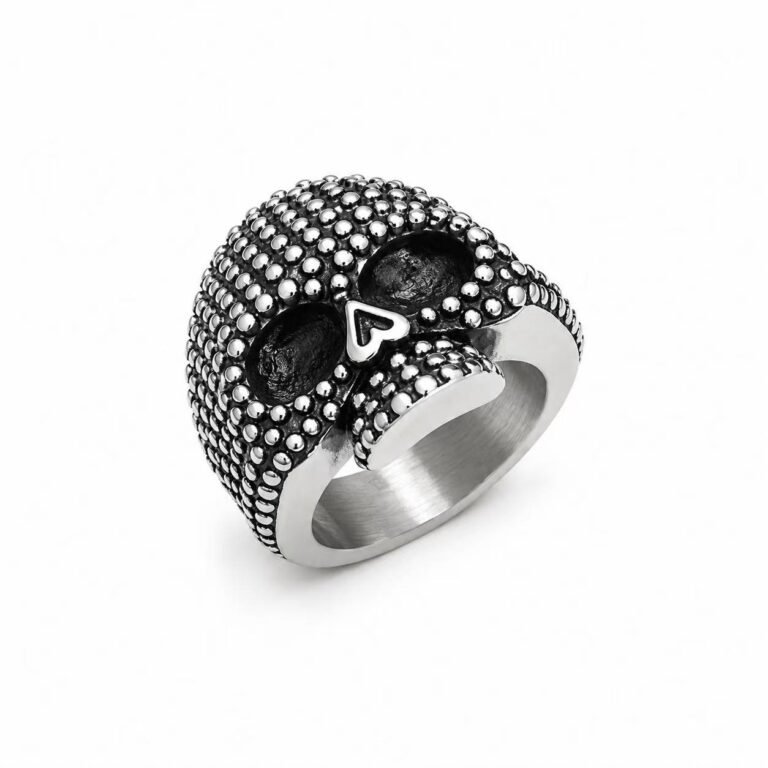 skull stainless steel biker ring wholesale main white background