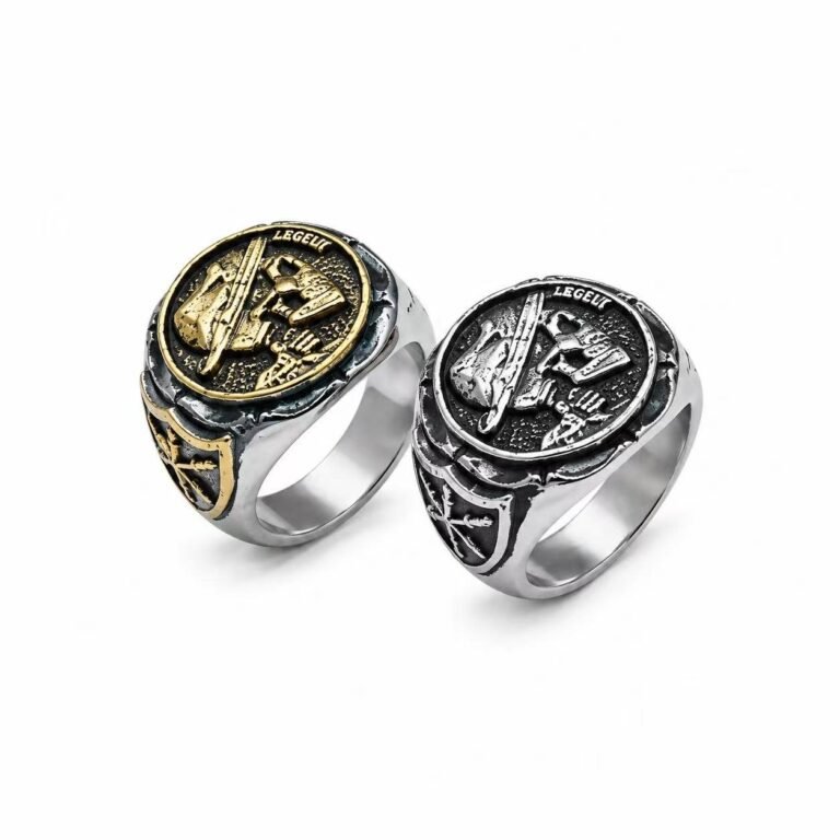 cowboy skull stainless steel ring wholesale main white background gold and silver finishes