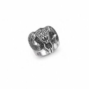 ram skull stainless steel ring wholesale main white background