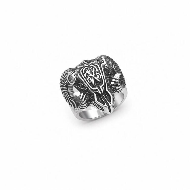 ram skull stainless steel ring wholesale main white background