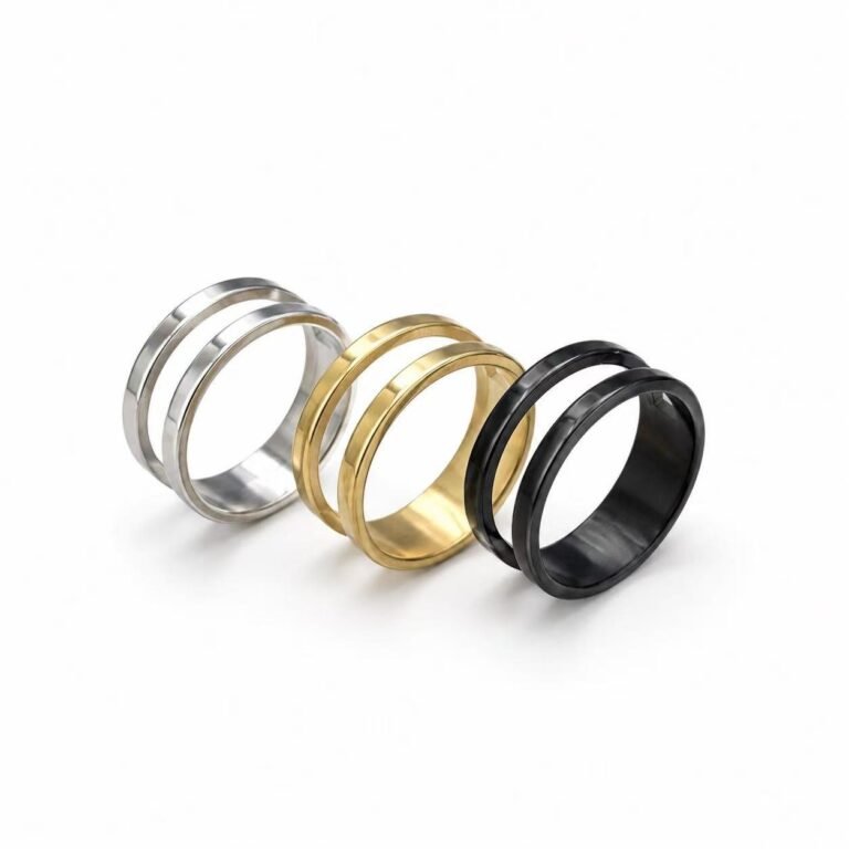 stainless steel band ring wholesale main white background three finishes
