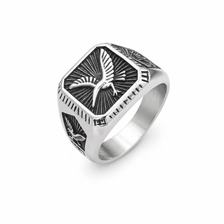 eagle stainless steel signet ring wholesale main white background