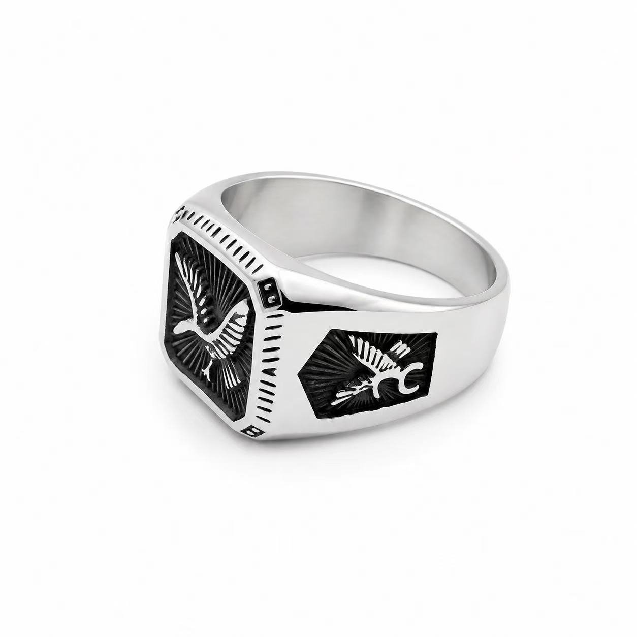 eagle stainless steel signet ring wholesale left side profile