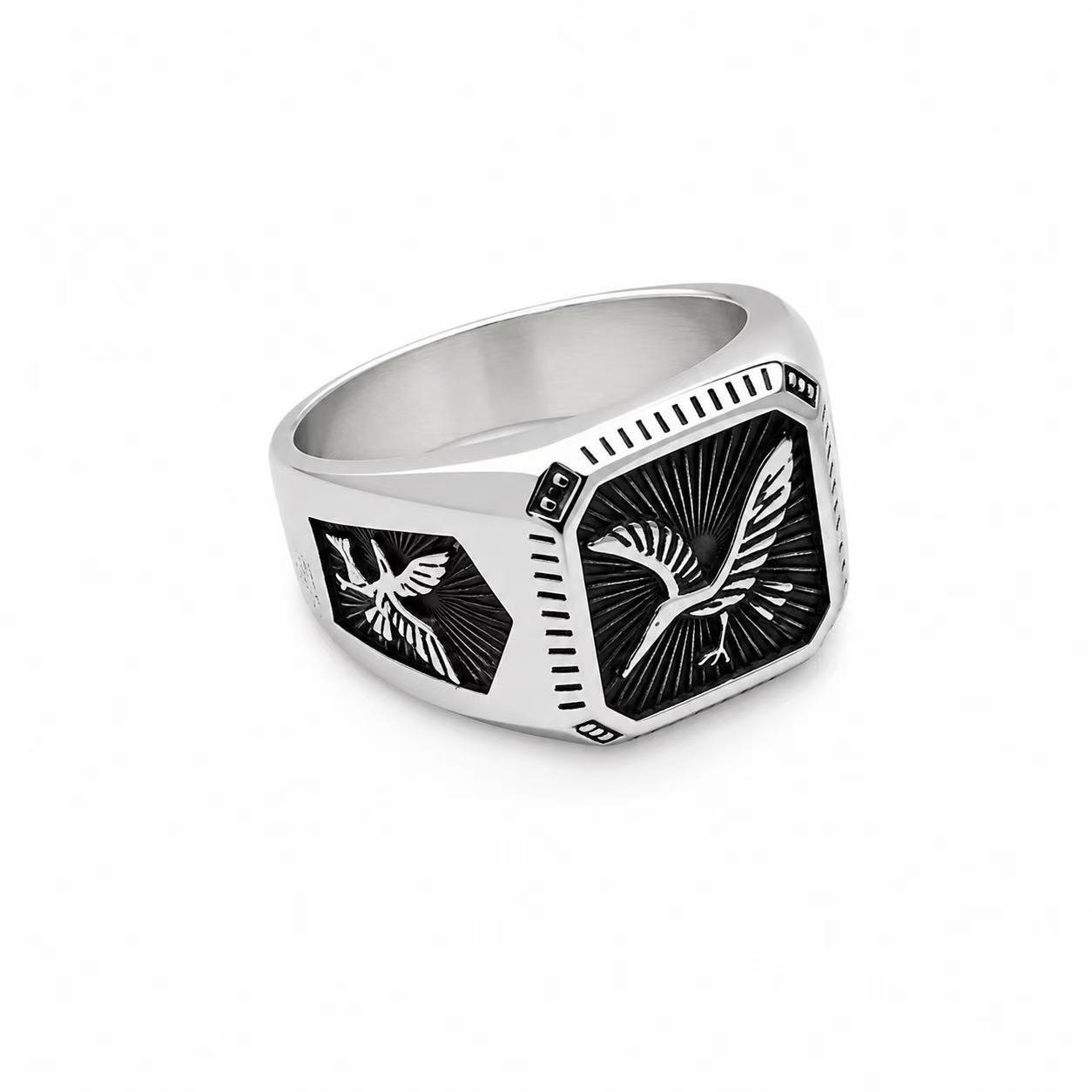 eagle stainless steel signet ring wholesale right side profile