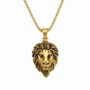 gold lion head stainless steel pendant wholesale main white background product image