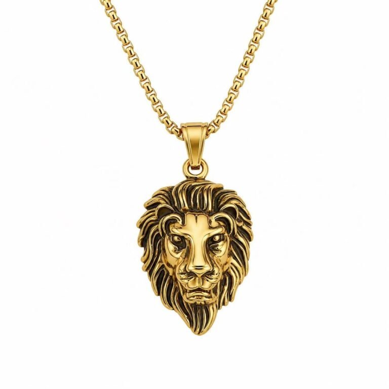 gold lion head stainless steel pendant wholesale main white background product image
