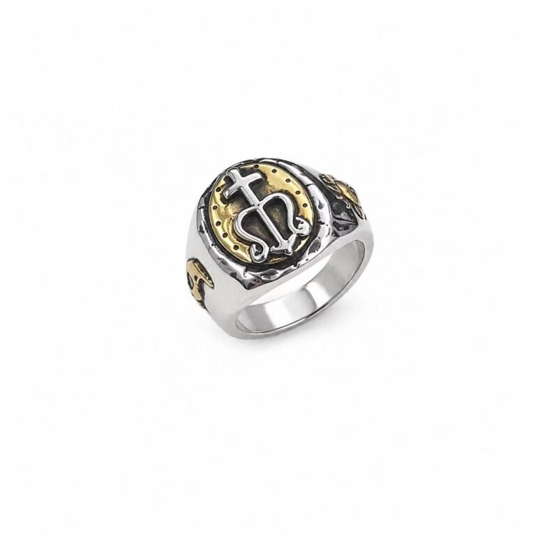 Marian stainless steel religious ring wholesale main white background