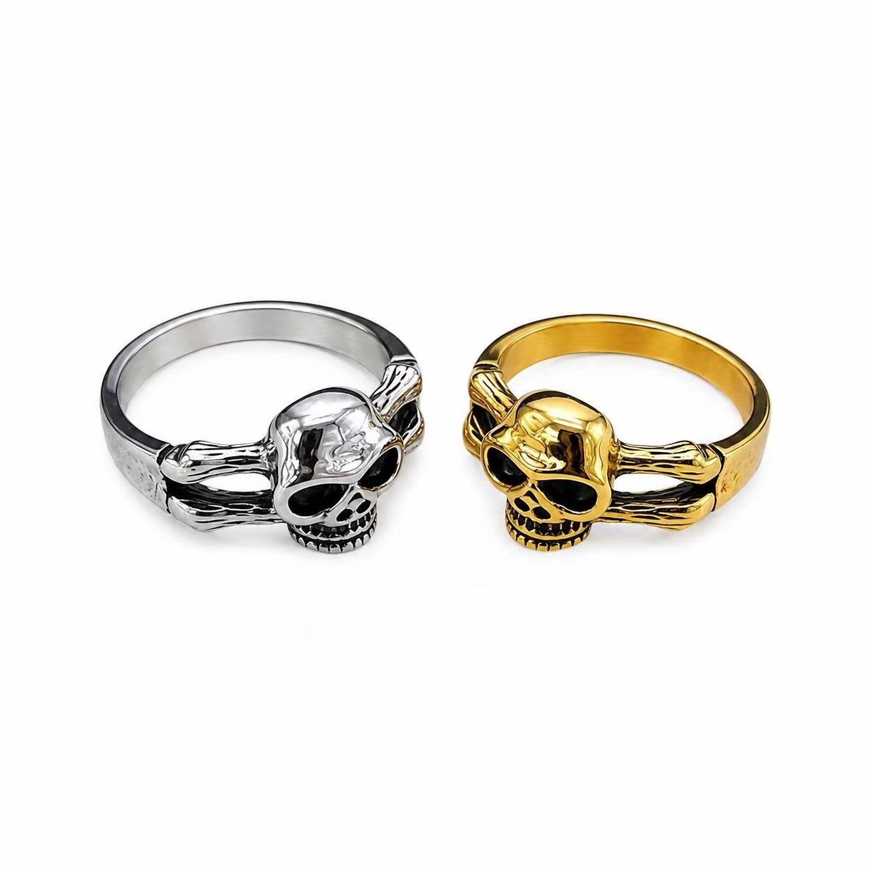 minimalist skull 316l stainless steel ring wholesale finish detail image