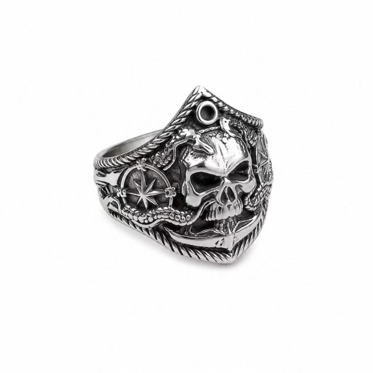 nautical skull stainless steel ring wholesale main white background