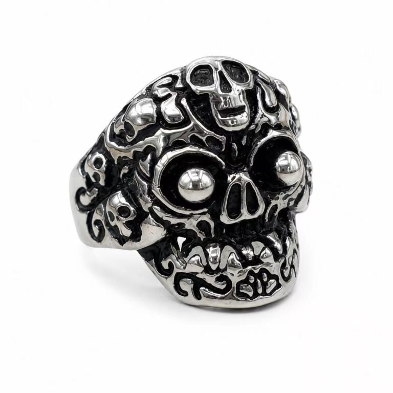 skull stainless steel biker ring wholesale main white background