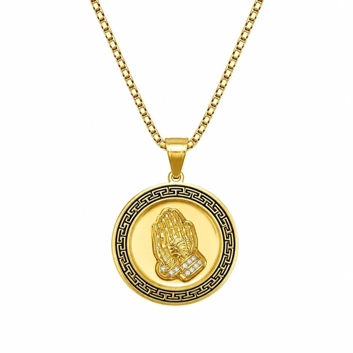 praying hands cz stainless steel pendant wholesale gold finish