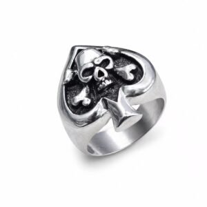 spade skull stainless steel ring wholesale main white background