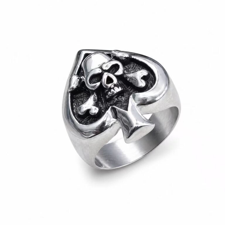 spade skull stainless steel ring wholesale main white background