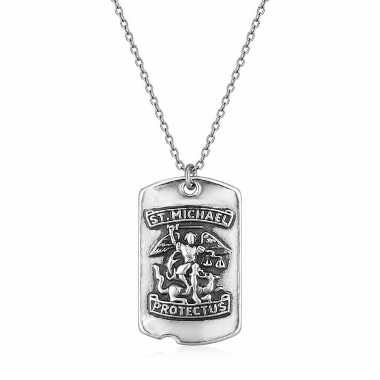 st michael dog tag stainless steel pendant wholesale main white background product image