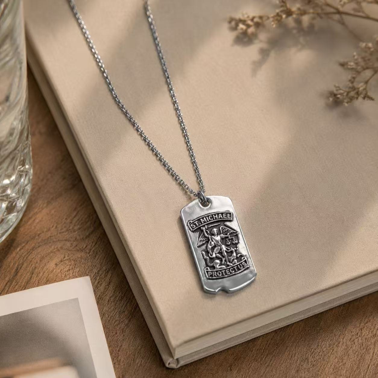 st michael dog tag stainless steel pendant wholesale detail product view