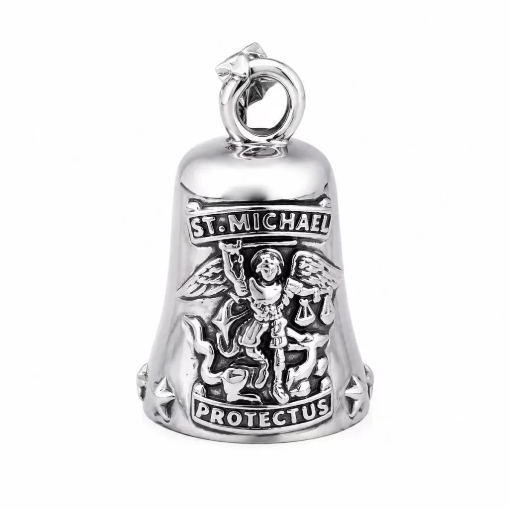 st michael guardian bell stainless steel pendant wholesale main white background