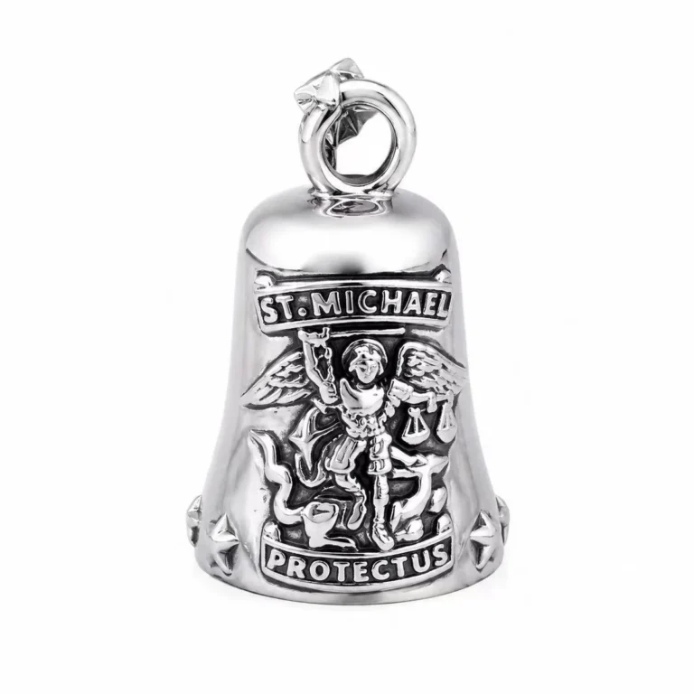st michael guardian bell stainless steel pendant wholesale main white background