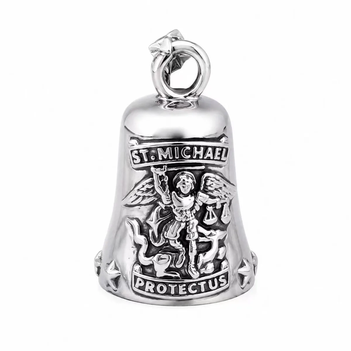 st michael guardian bell stainless steel pendant wholesale main white background