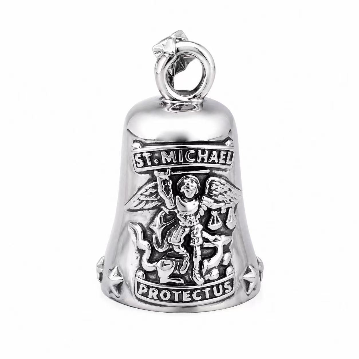 st michael guardian bell stainless steel pendant wholesale main white background