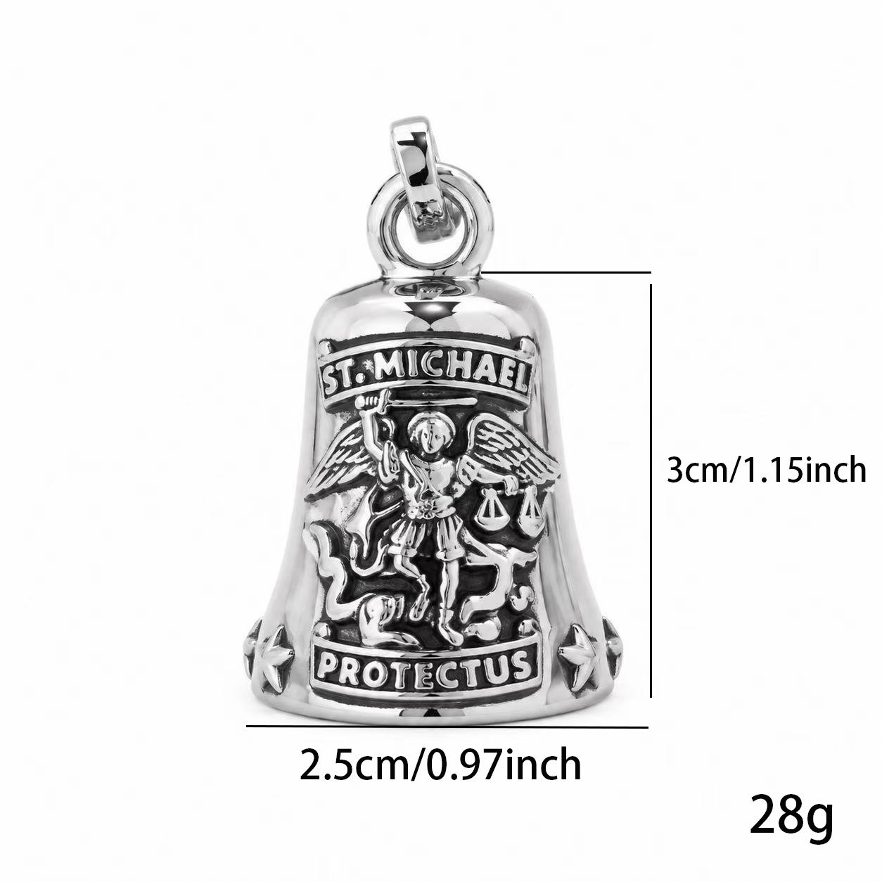 st michael guardian bell stainless steel pendant wholesale size and weight reference