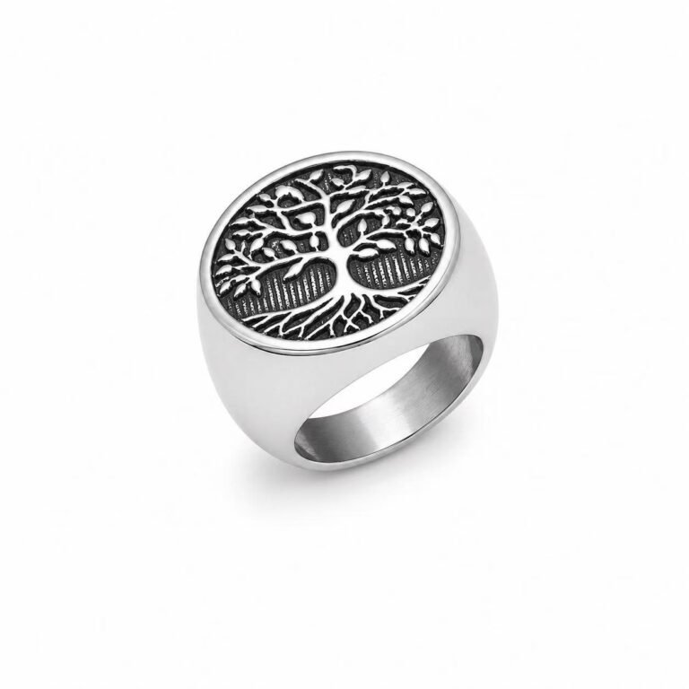tree of life stainless steel ring wholesale main white background