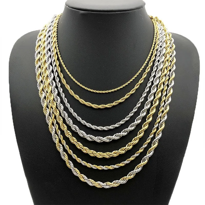stainless steel twist rope chain necklace wholesale product view 4