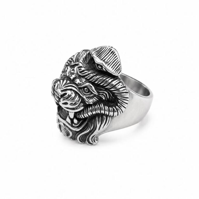 fantasy creature head stainless steel statement ring wholesale main white background product image