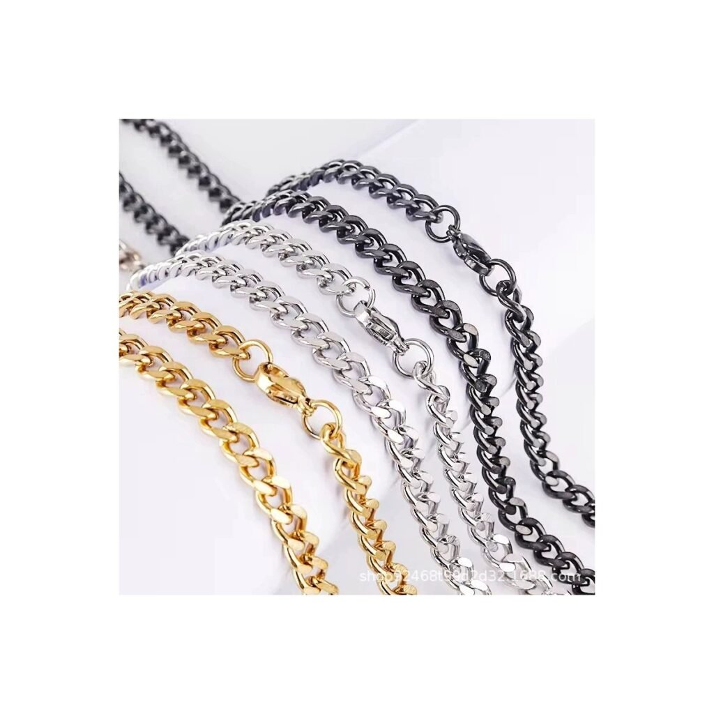 stainless steel hip hop multi size necklace single weave cuban chain casual chain whol main white background product image