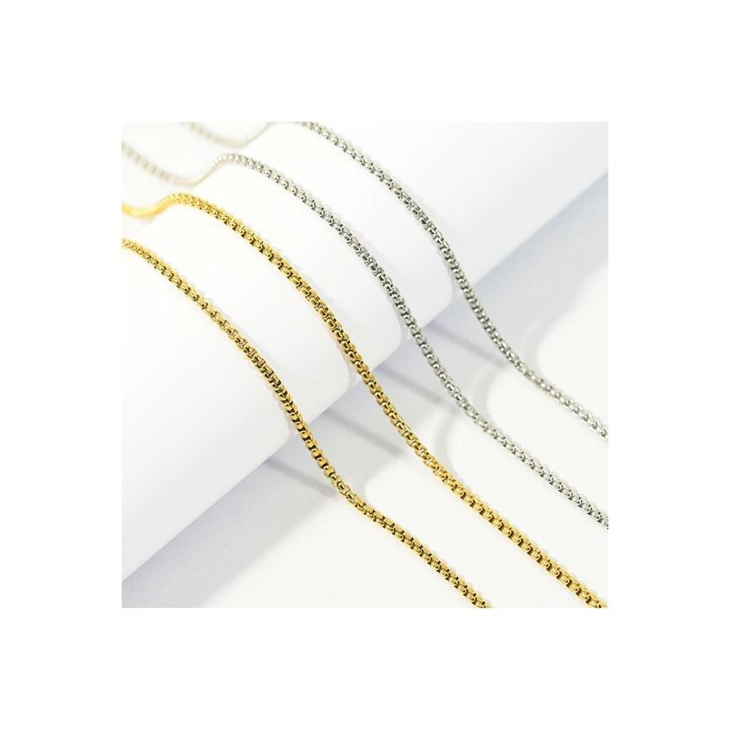 stainless steel box chain necklace wholesale main white background product image