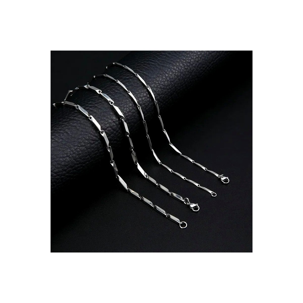 stainless steel figaro chain 8211 3 1 flat cable cuban chain for diy jewelry wholesale main white background product image