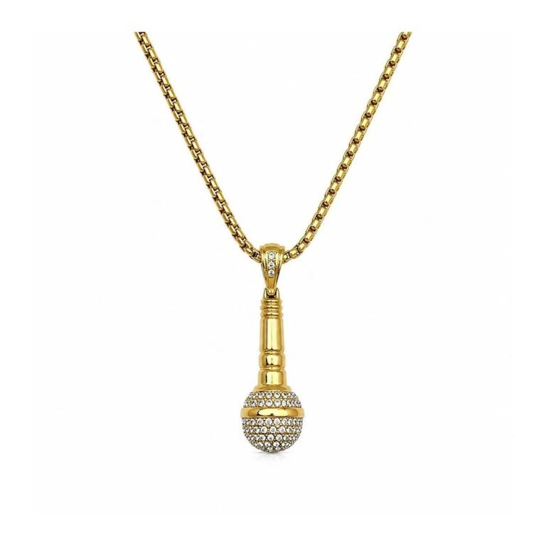 microphone cz stainless steel hip hop pendant wholesale main white background product image