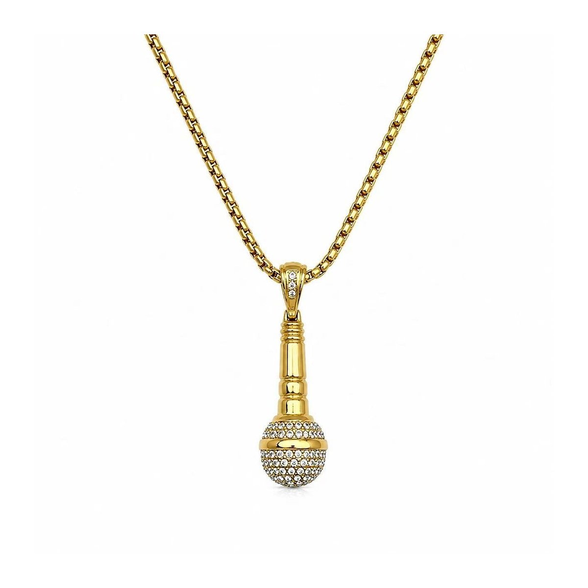 microphone cz stainless steel hip hop pendant wholesale main white background product image