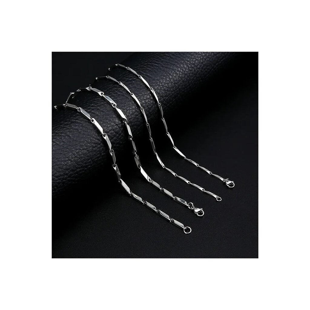 minimalist stainless steel seed chain necklace wholesale main white background product image