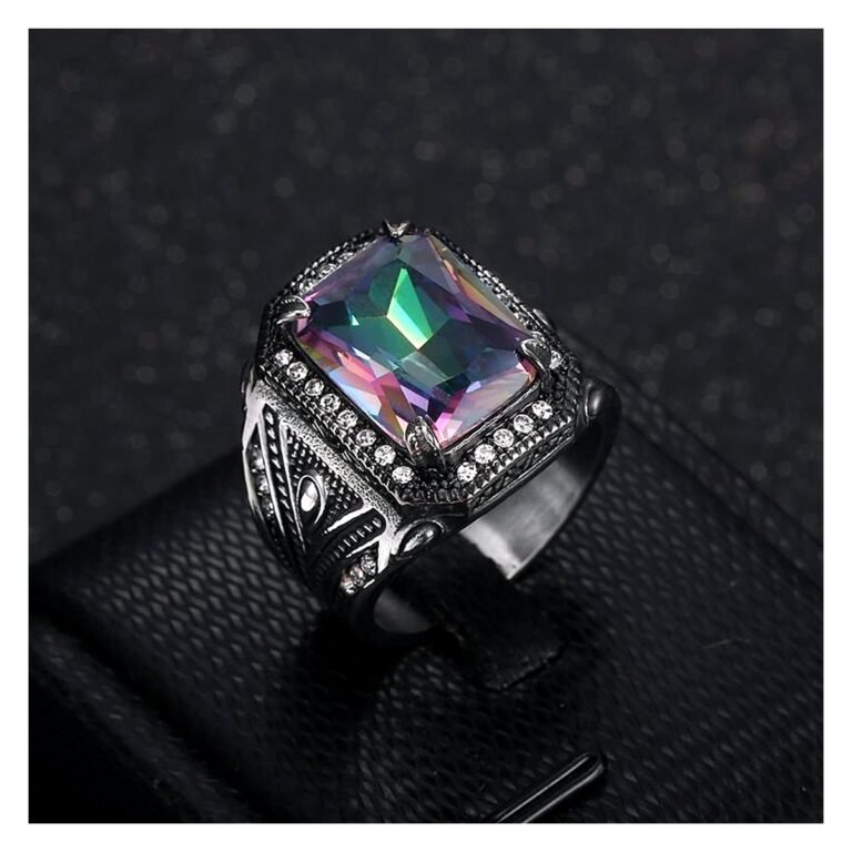 Gemstone Stainless Steel Rings Wholesale main white background product image