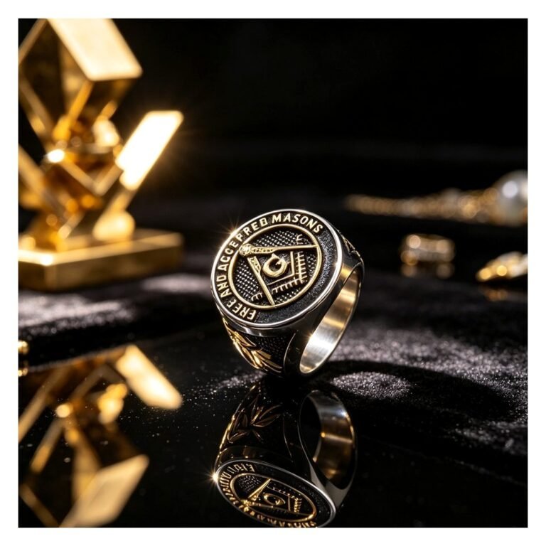 Two-Tone Masonic Emblem Stainless Steel Ring Wholesale