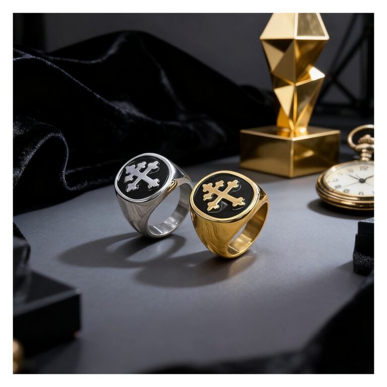 Cross of Lorraine Stainless Steel Signet Ring Wholesale