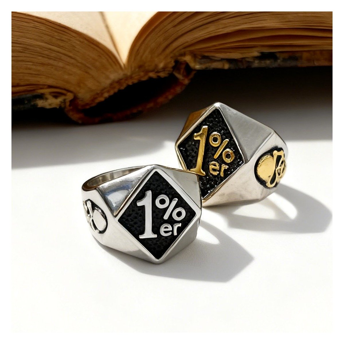 1%er Stainless Steel Biker Signet Ring Wholesale