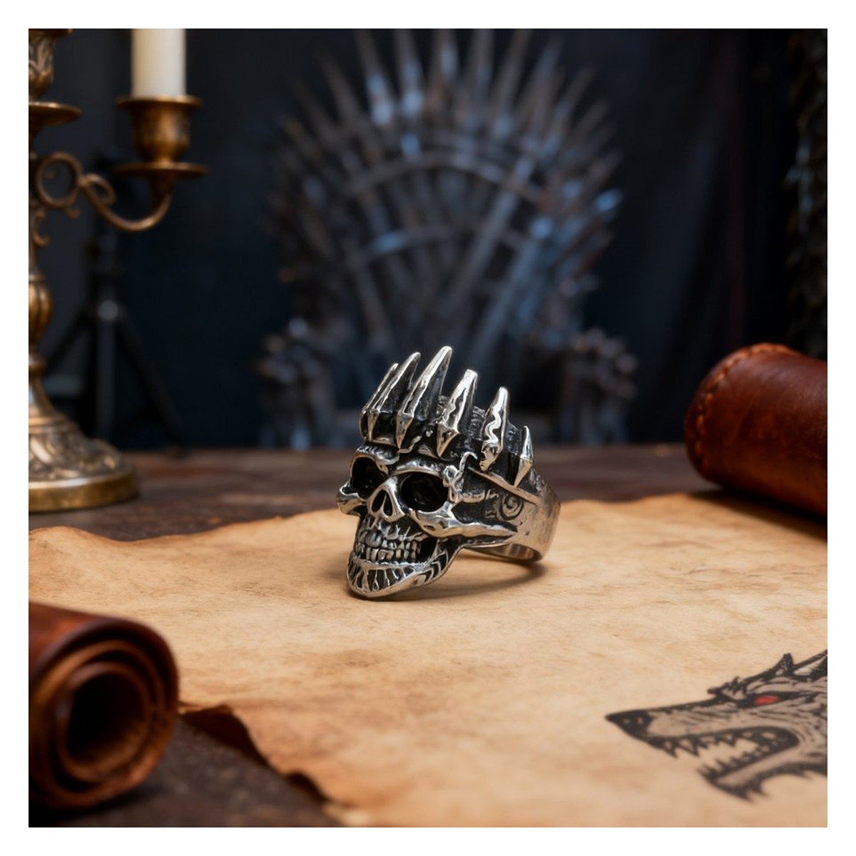 Gothic Spike Crown Skull Stainless Steel Ring Wholesale