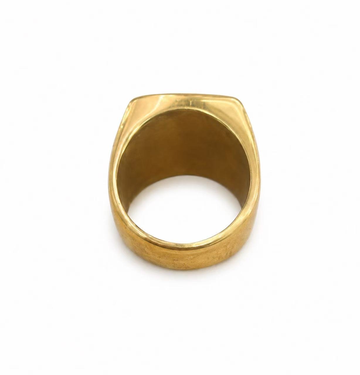 KUYA Iced CZ Stainless Steel Signet Ring Wholesale - rear construction