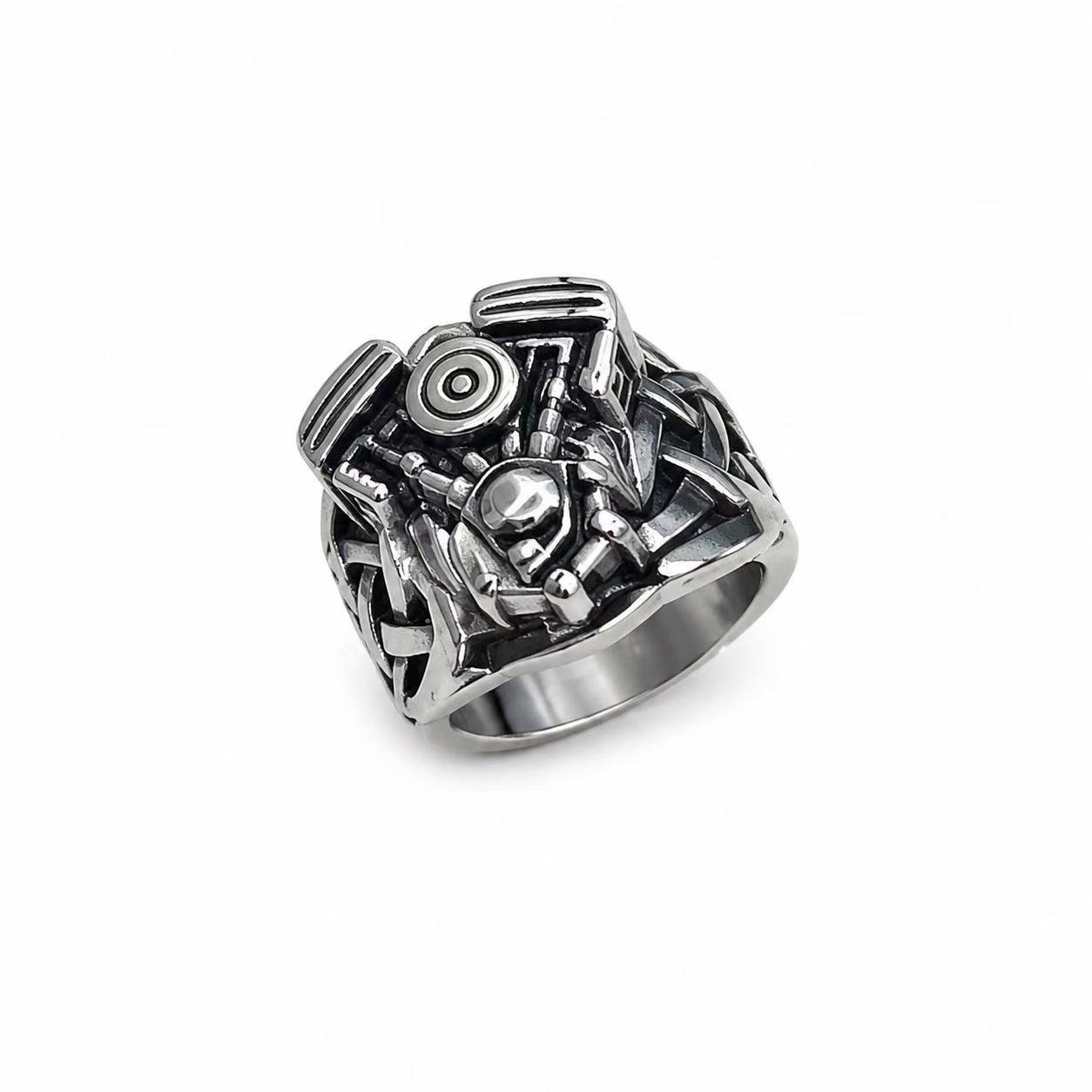 Motorcycle Engine Stainless Steel Biker Ring Wholesale - main white background