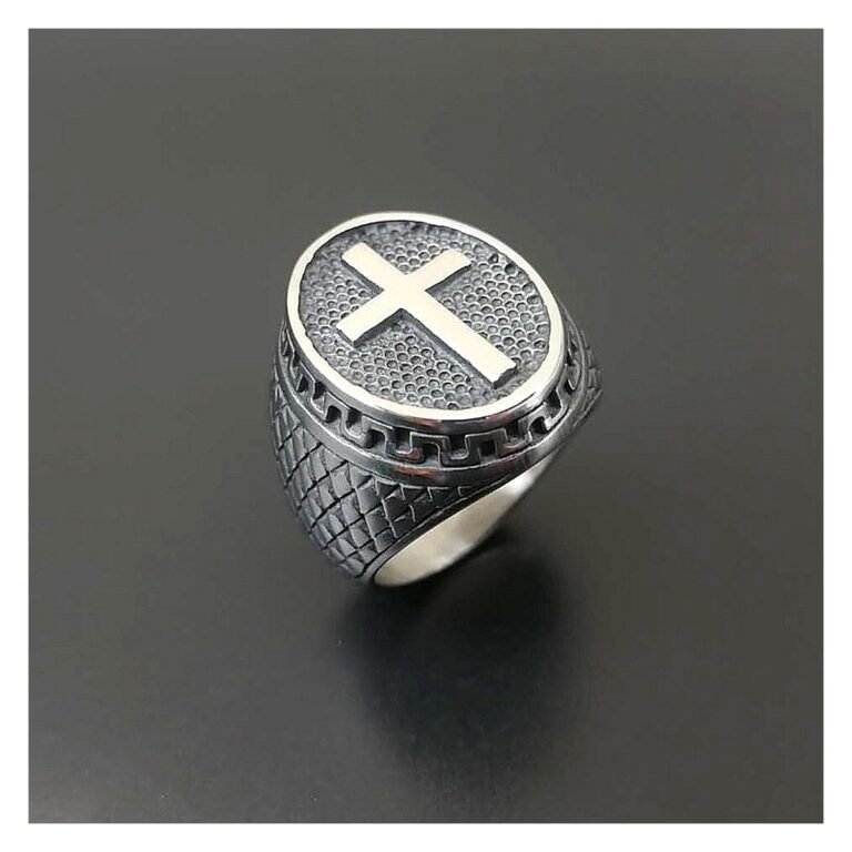 round cross stainless steel signet ring wholesale main white background image