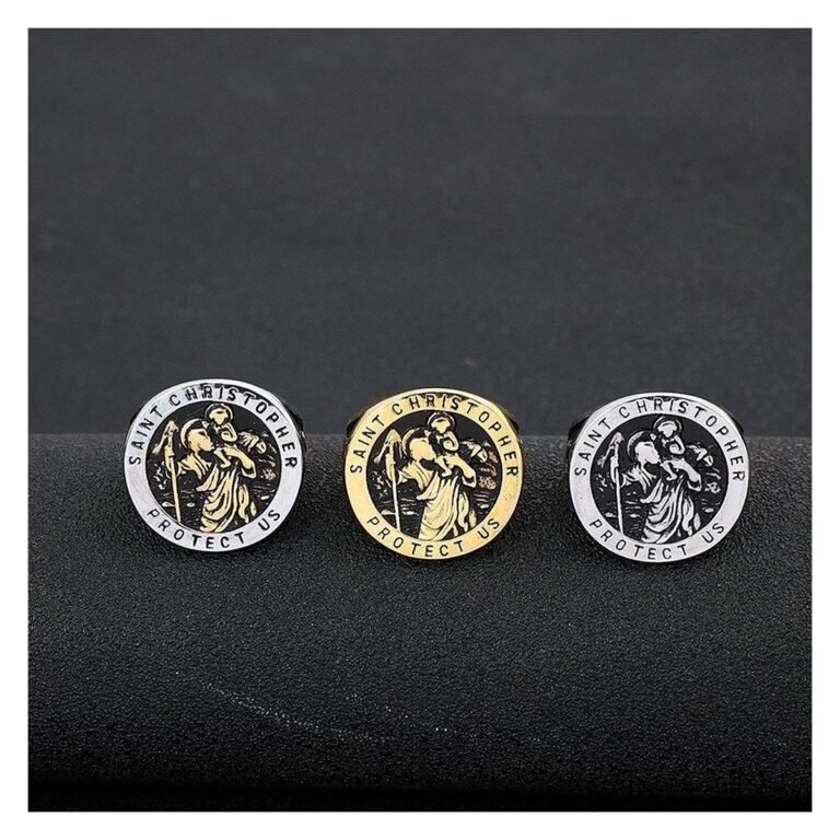 Saint Christopher Stainless Steel Signet Ring Wholesale main white background product image